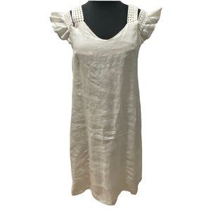 Elegant Cream Ruffle Sleeve Dress